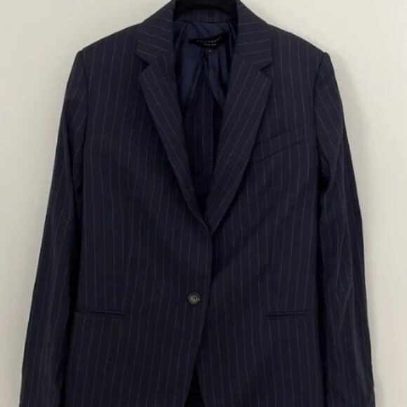 Equipment 100% Wool Navy Striped Blazer size 4 - Picture 1 of 5